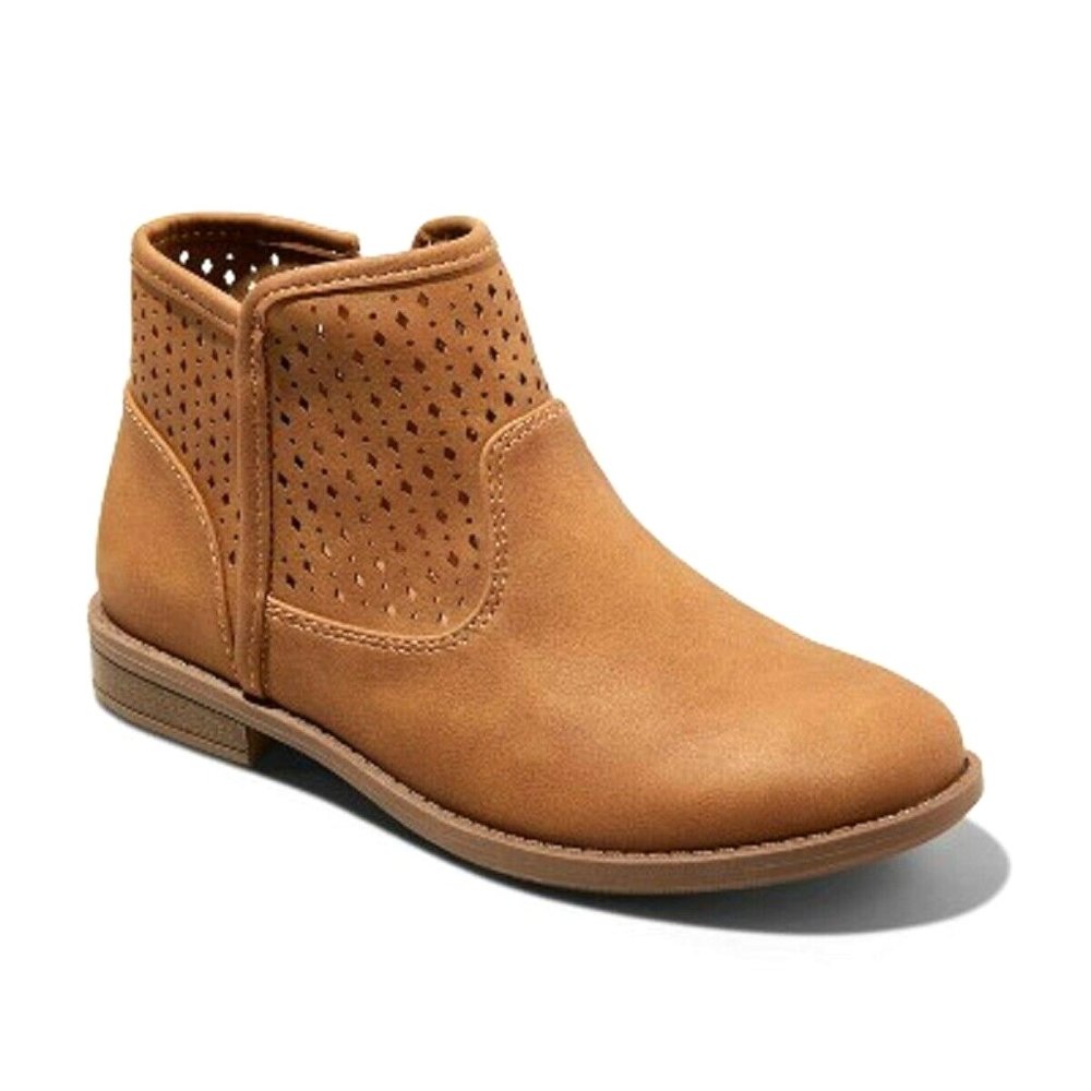 NWT Cat & Jack Girls Ankle Zip Boots Brown